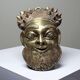 Small gilded bronze Oba mask from Bamoun, Cameroon, vintage Africa