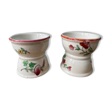 Pair of diabolo eggcups in ancient earthenware