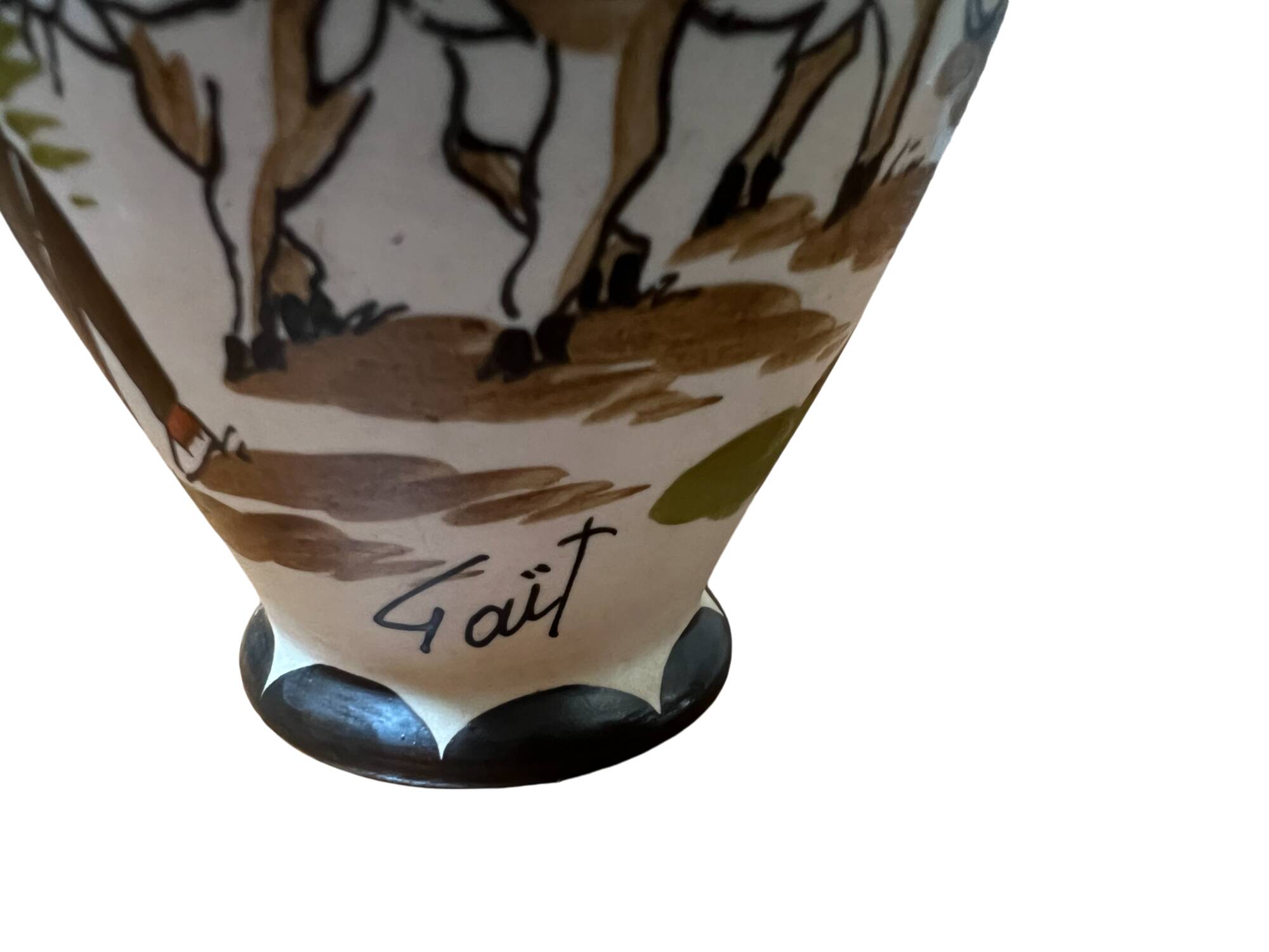 Set of two miniature stoneware vases signed Gaït