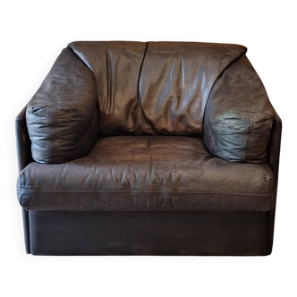 Fauteuil lounge Niels Eilersen en cuir, années 1960