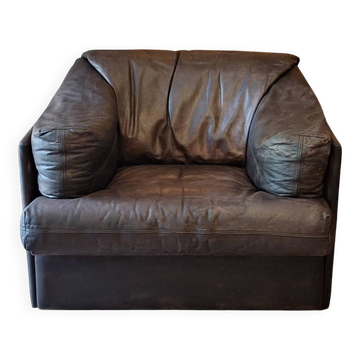 Fauteuil lounge Niels Eilersen en cuir, années 1960