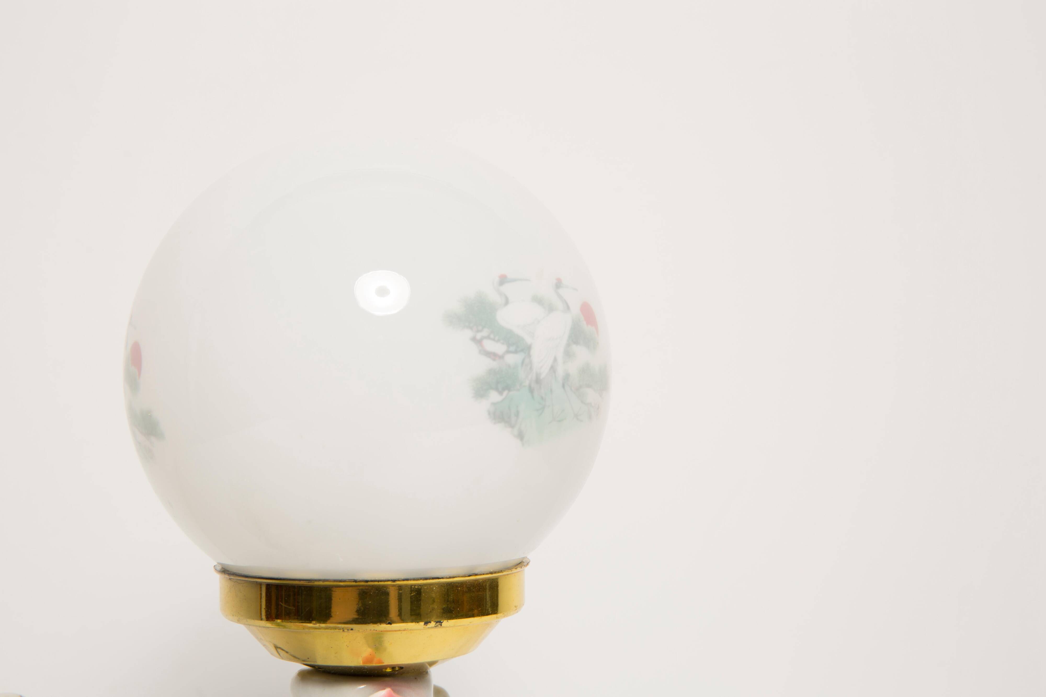 Mid-century white ceramic peacock table lamp, Europe, 1960s.