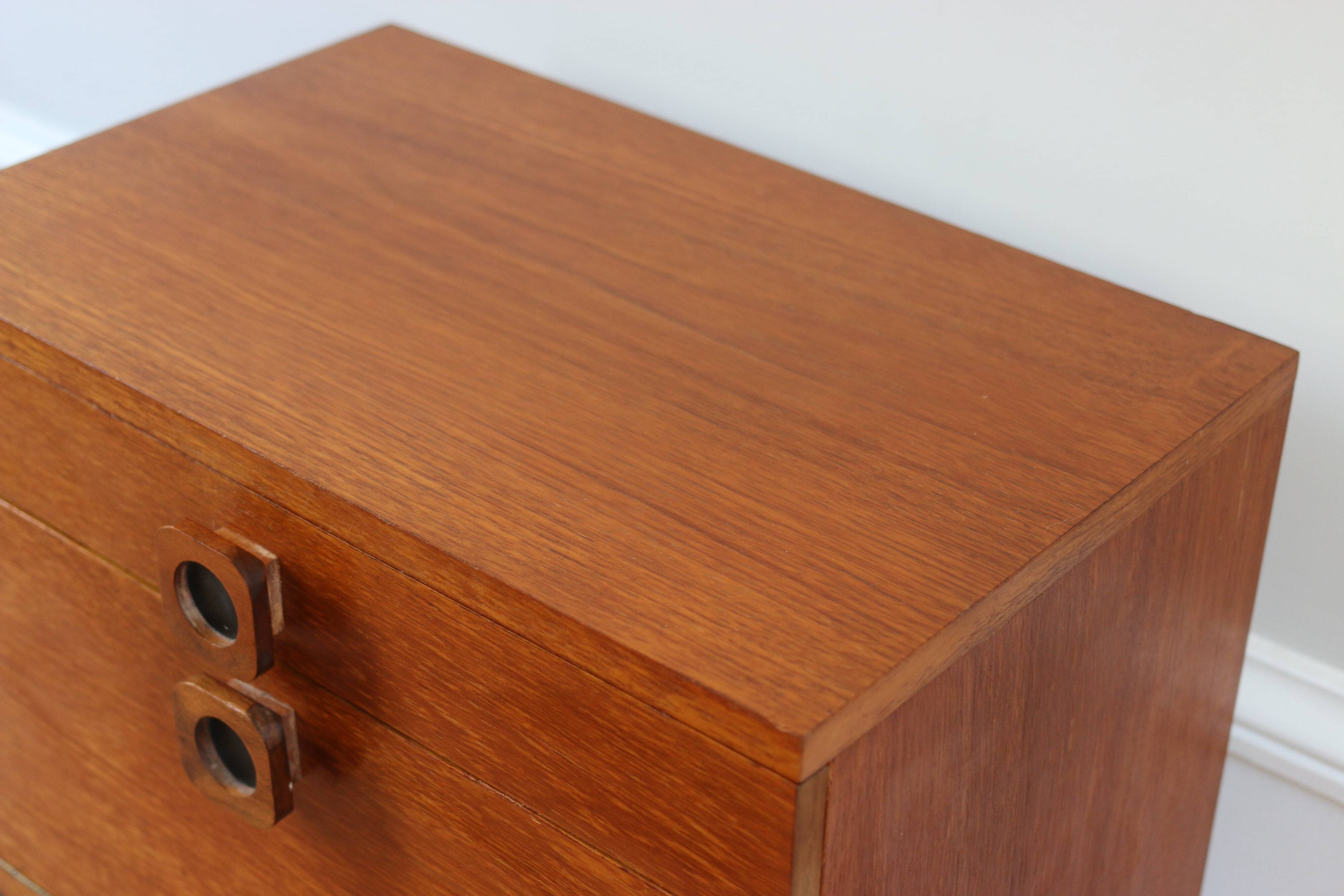 Vintage modernist oak bedside table 1960
