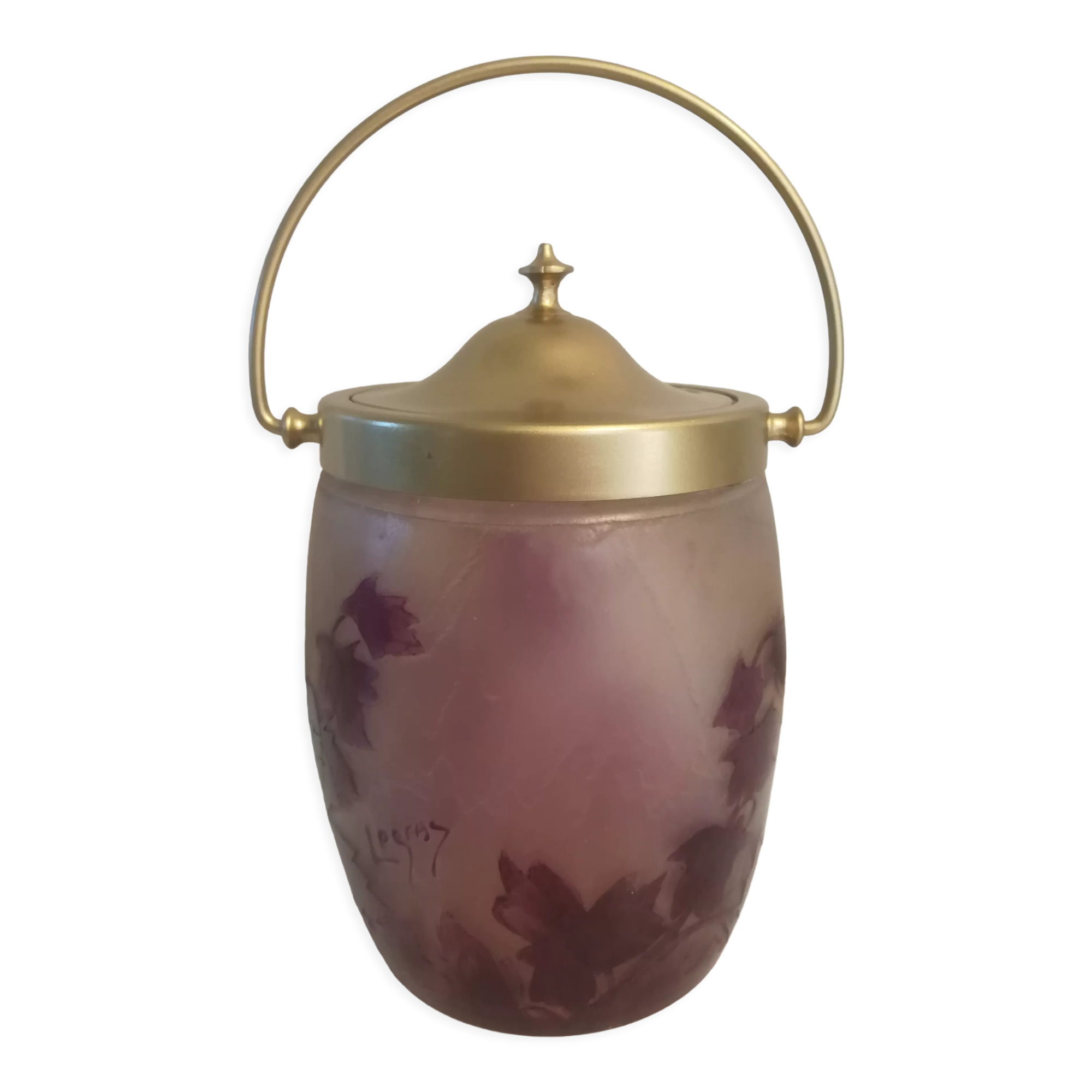 Legras biscuit bucket in glass paste Ruby series