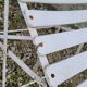 Series of 6 chairs and 1 folding armchair of iron garden bistro