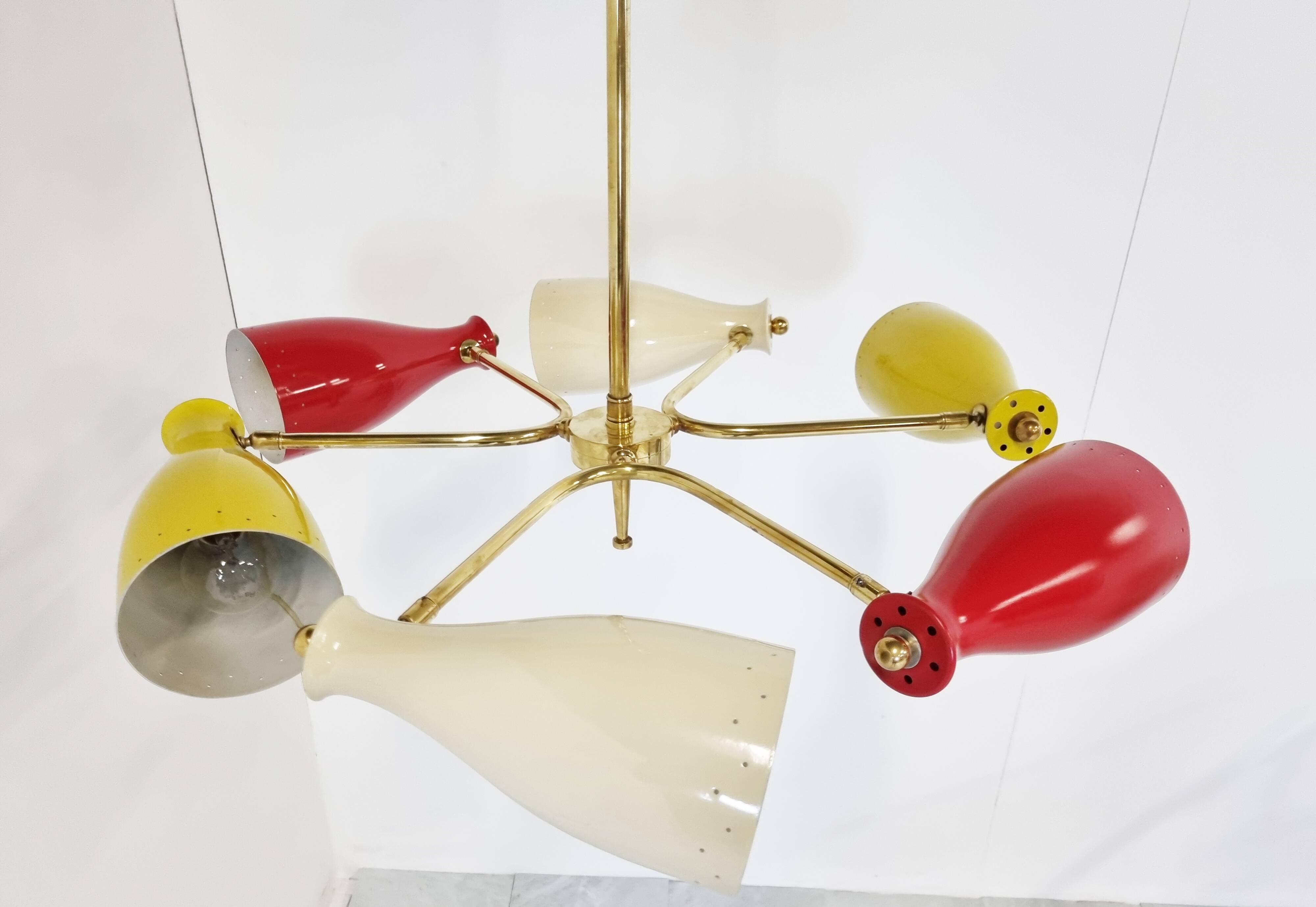 Mid century coloured chandelier, 1950s