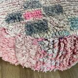 Colorful moroccan pouf berber pouf in round wool handmade bohemian pink