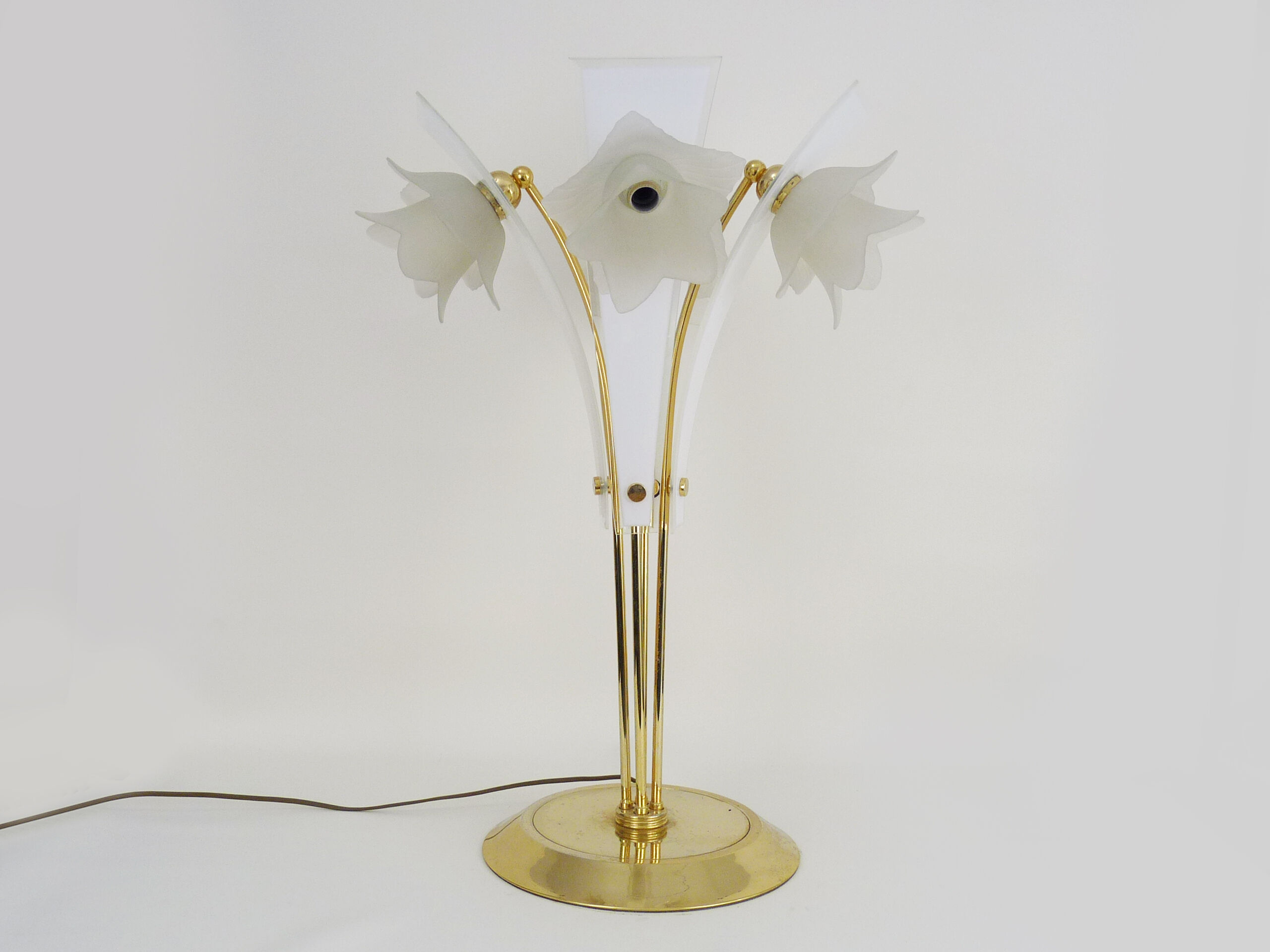 Italian floral glass 4-armed living room lamp 1970