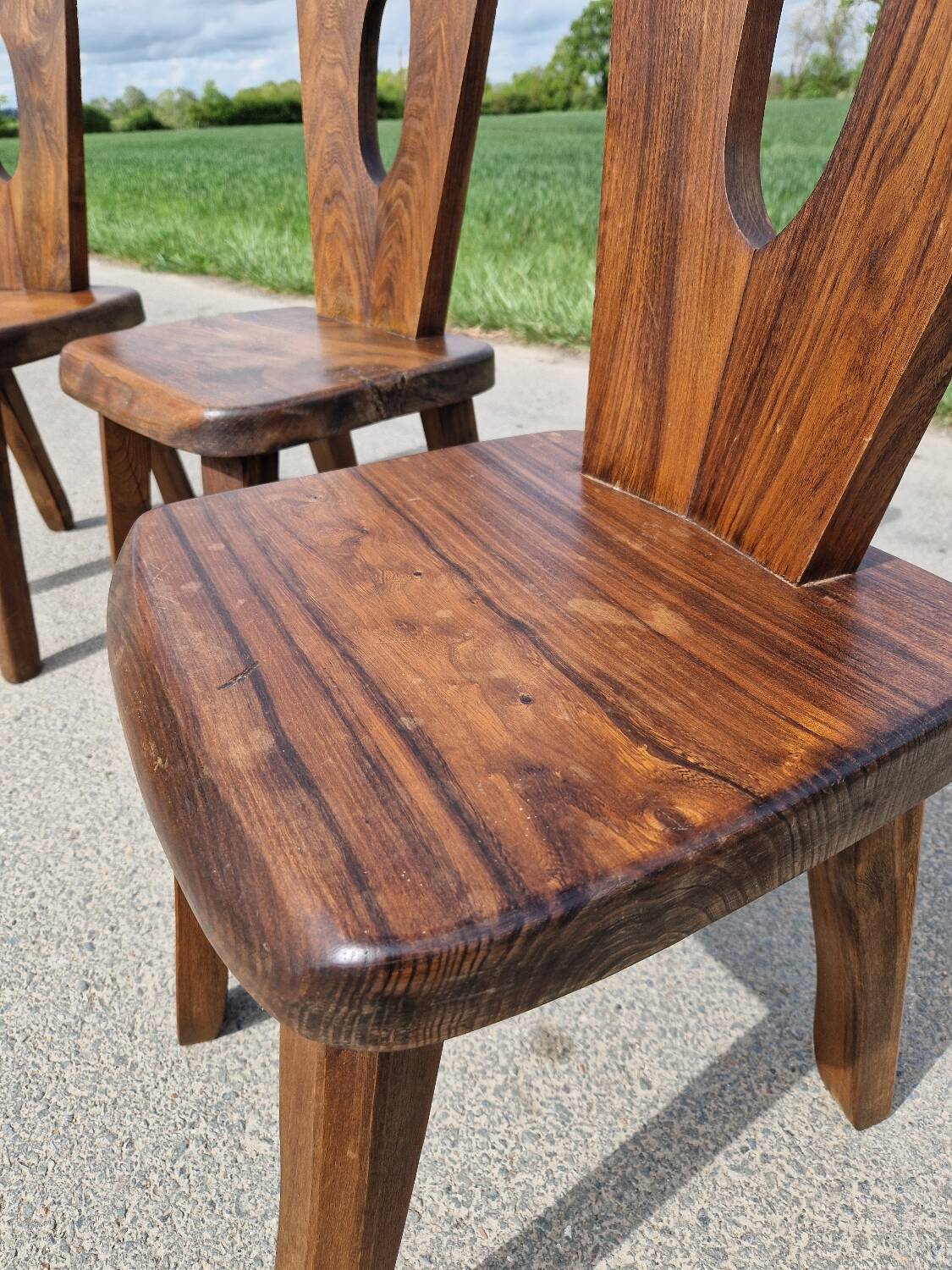 Lot de 3 chaises brutaliste Aranjou style olavi Hanninen