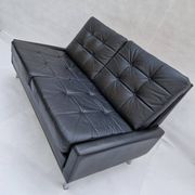 3-seater sofa, vintage, chrome, black leather, Denmark, 1960s