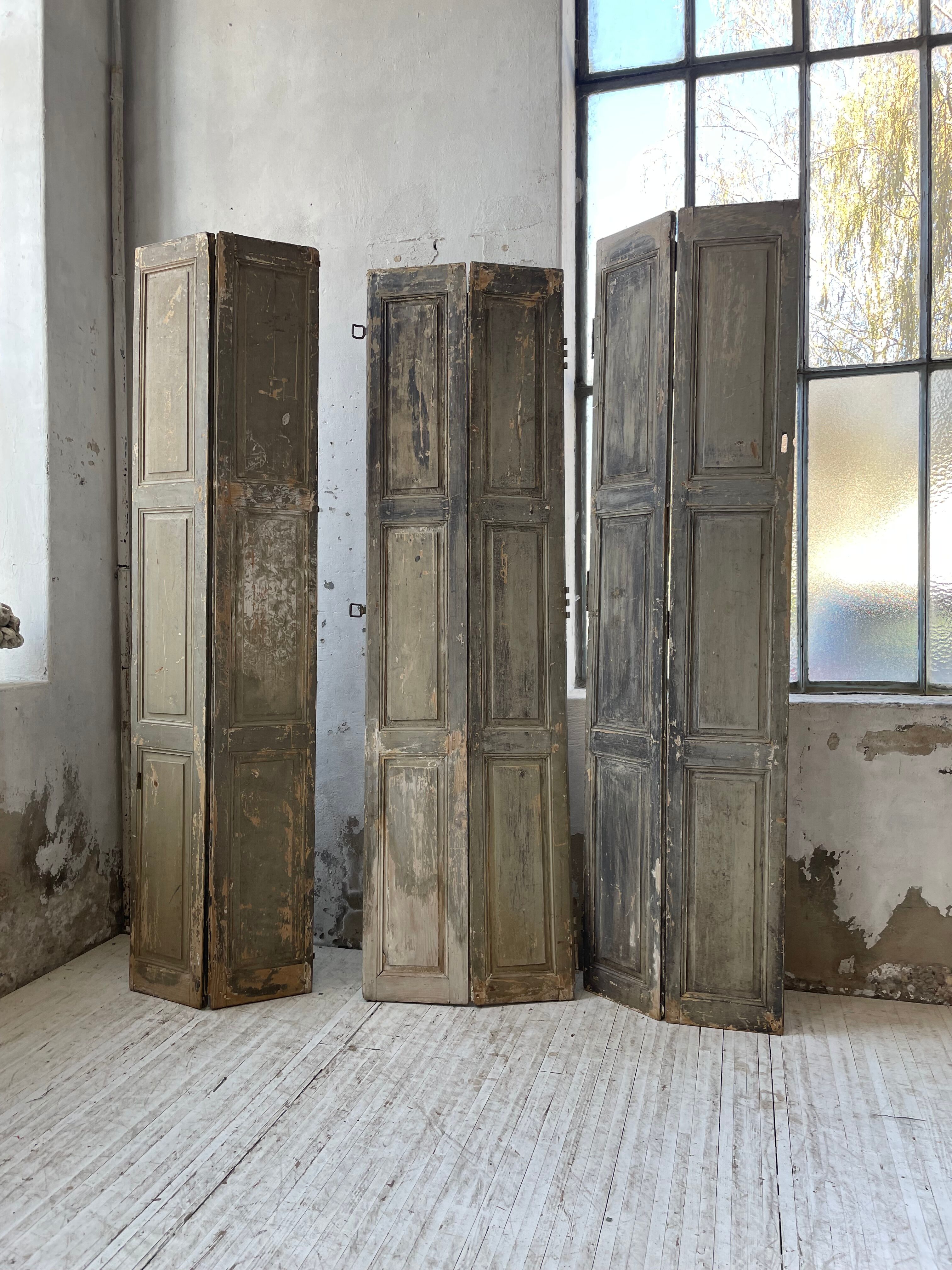 Trio of shutters louvers patina blue gray