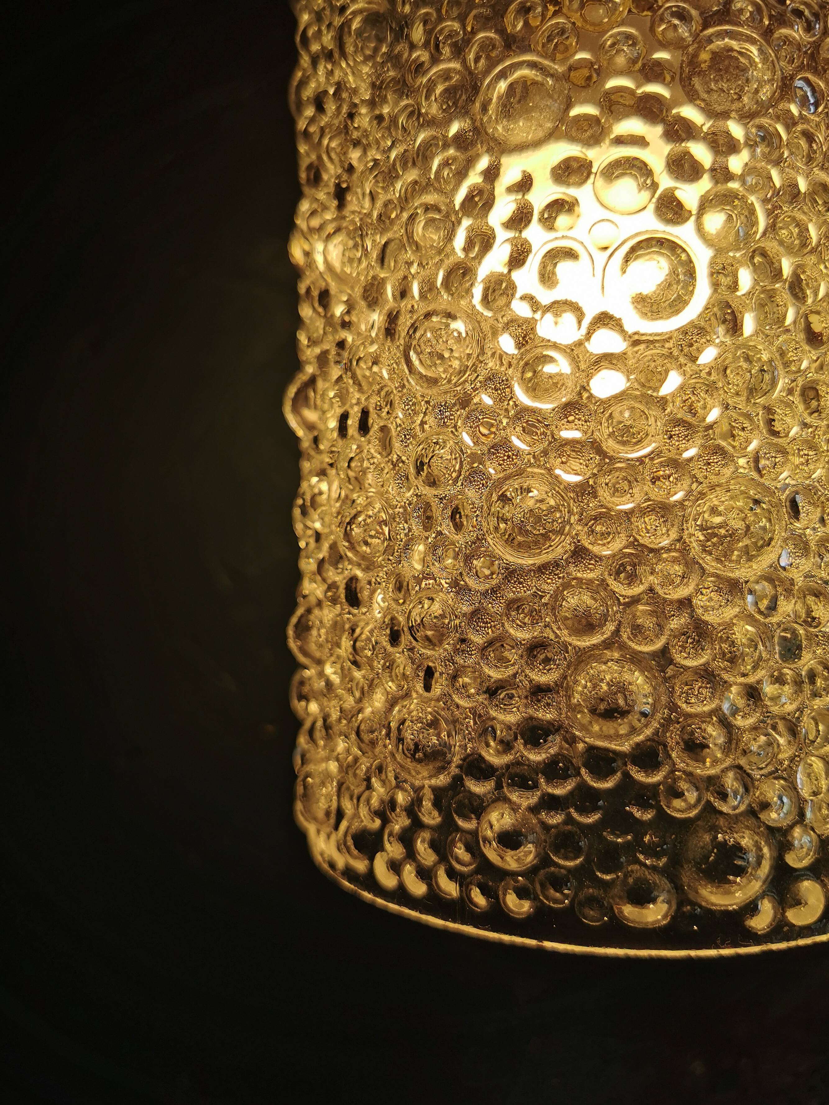 Vintage 60s brass pendant lamp with transparent glass bubbles