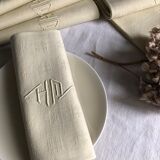 Antique napkins damascus and monogrammed tinted fresh butter