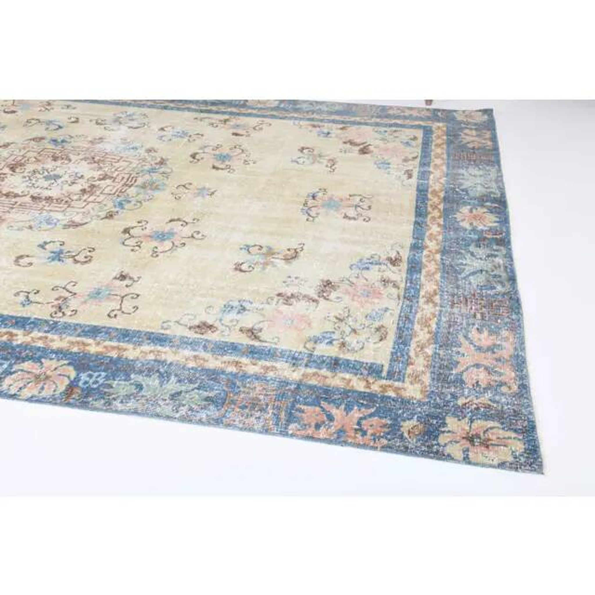 Vintage Turkish Hand-Knotted Wool Cotton Beige Area Rug 230x340