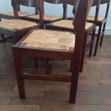 Elm and straw chairs by Maison Regain