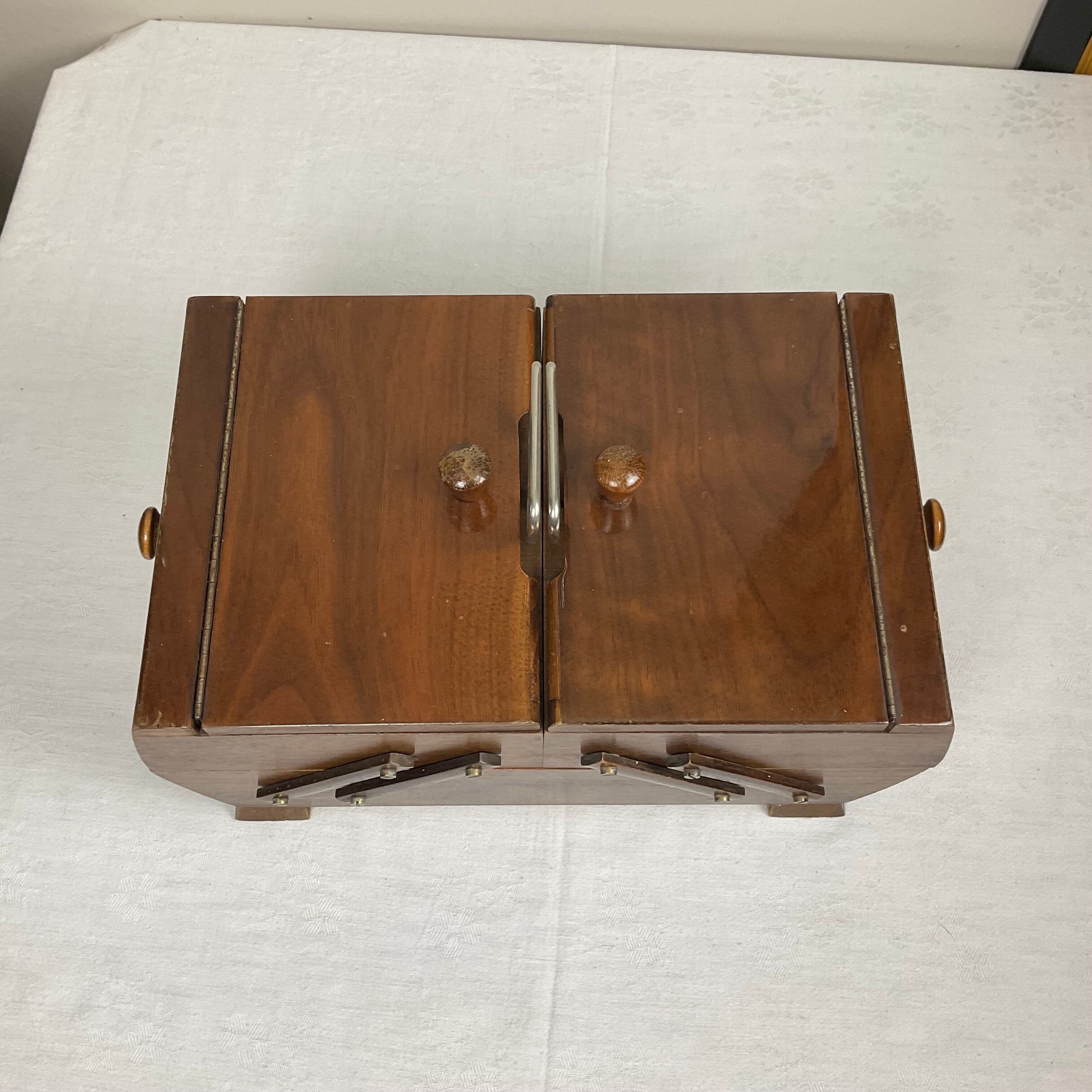 Antique wooden sewing box