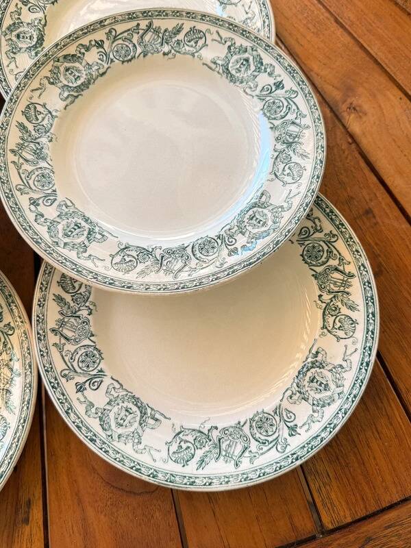 Set of 6 antique Longwy "Talma" flat plates in ironstone - 20th century