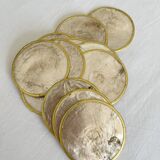 12 coasters in mother-of-pearl and vintage brass