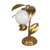 Vintage sixties table lamp Flower bell lily of the valley and Golden metal foliage