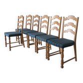 6 chaises à dossier échelle par Henning Kjaernulf | Danemark | années 1950