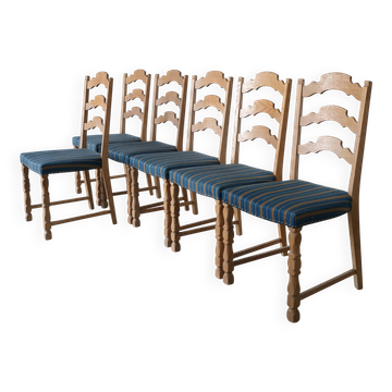 6 ladder back chairs by Henning Kjaernulf | Denmark | 1950s