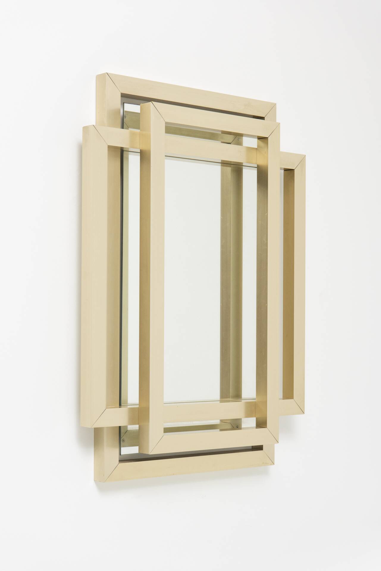 Sculptural mirror in brass - Philippe Jean