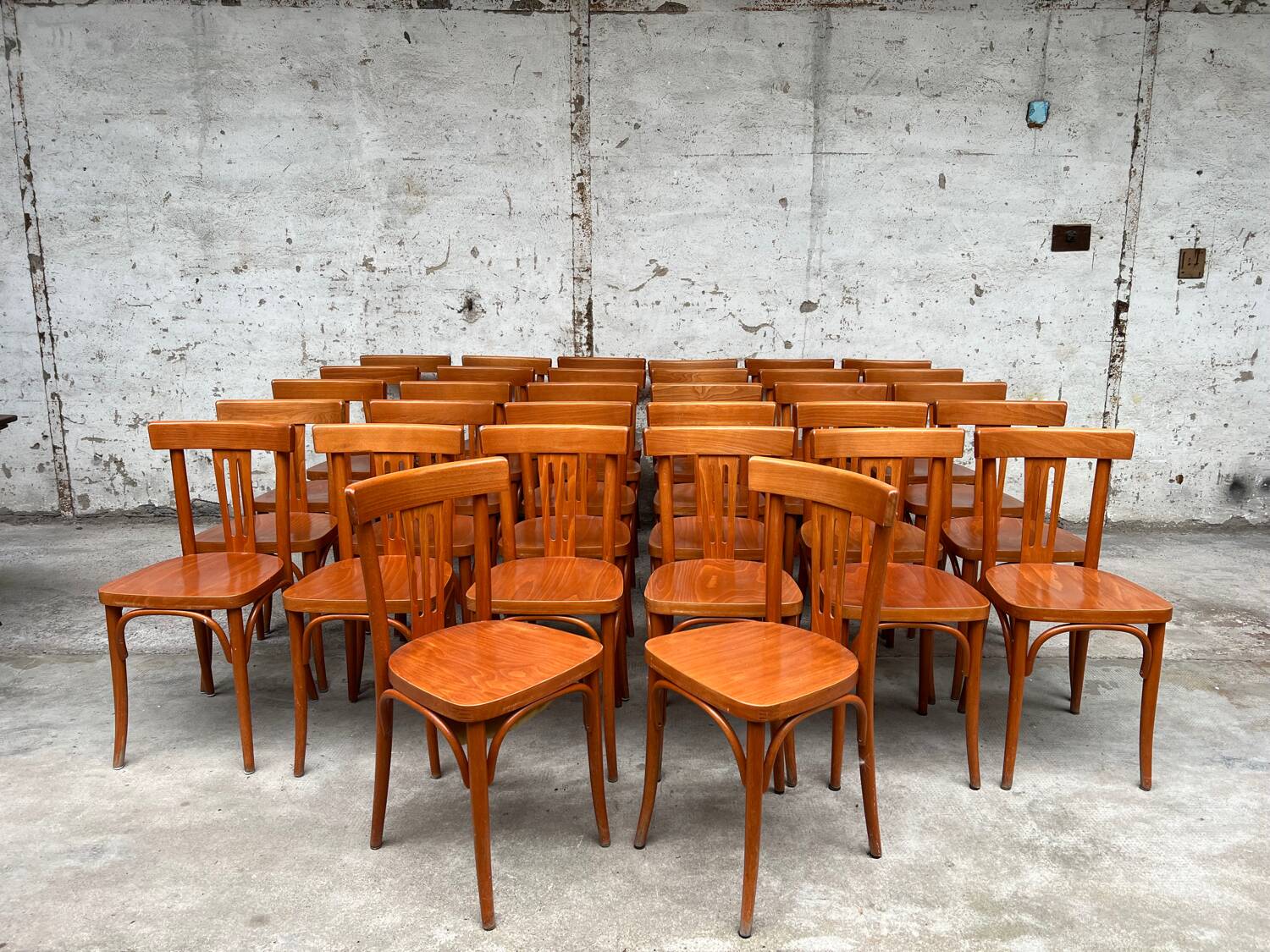 Set of 32 vintage bistro chairs