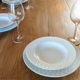 Solid oak farmhouse table with central drawer and extension