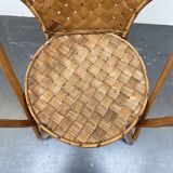 Ensemble composé d’une table et trois fauteuils en lamelles de châtaignier années 50/60