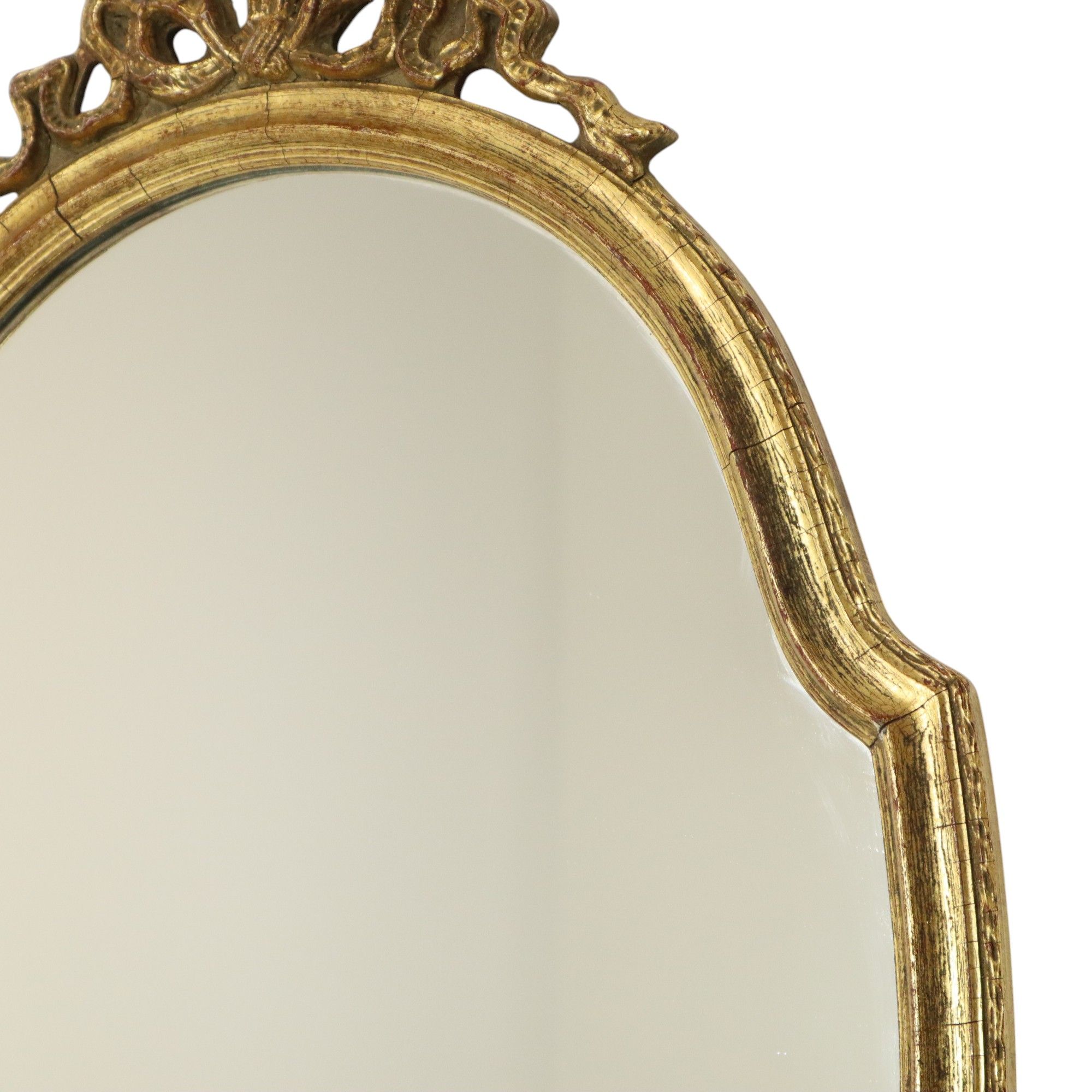 Deknudt Mirror with Bow Gold Leaf Gilded Wood Classic 69cm