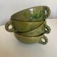 Set of 4 glazed earthenware cups for starters or dessert in green from Biot, 1960.