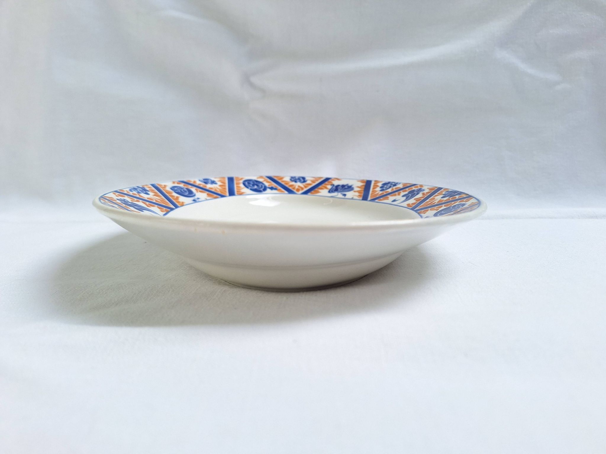 Oval dish Moulin des Loups Canada blue and orange Art Deco/Art Nouveau