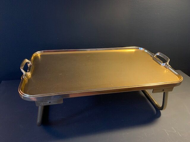 Plateau lit pliant doré vintage Kaymet, 1950