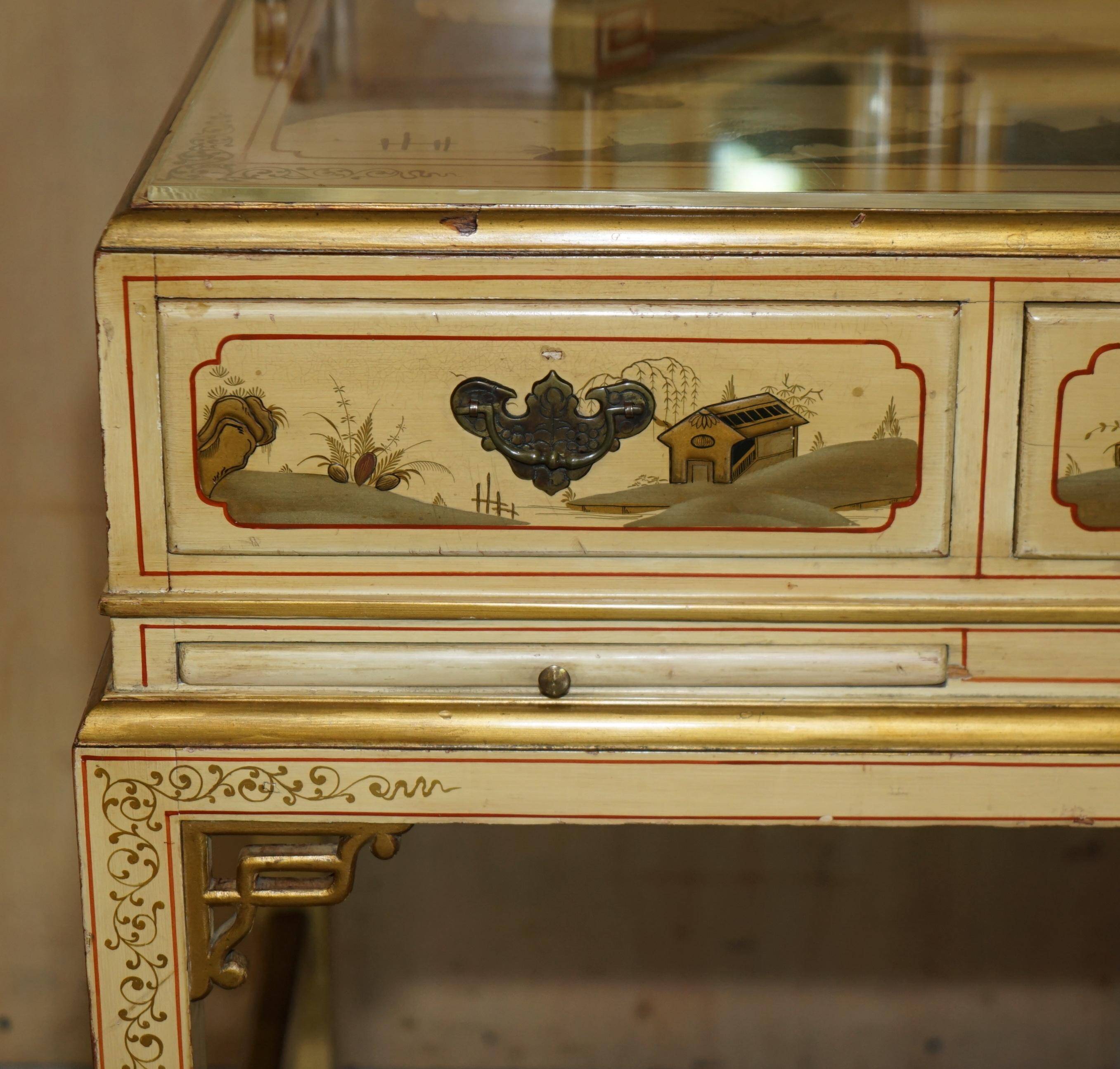 Chinoiserie dressing table in walnut with stool