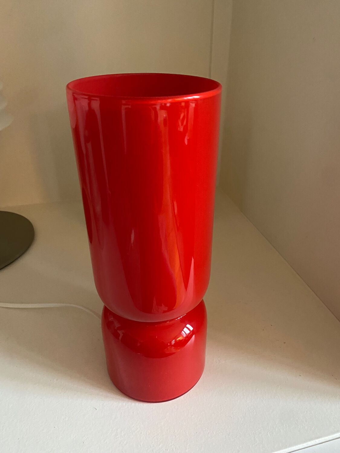 Lamp cylinder tube in vintage red glass