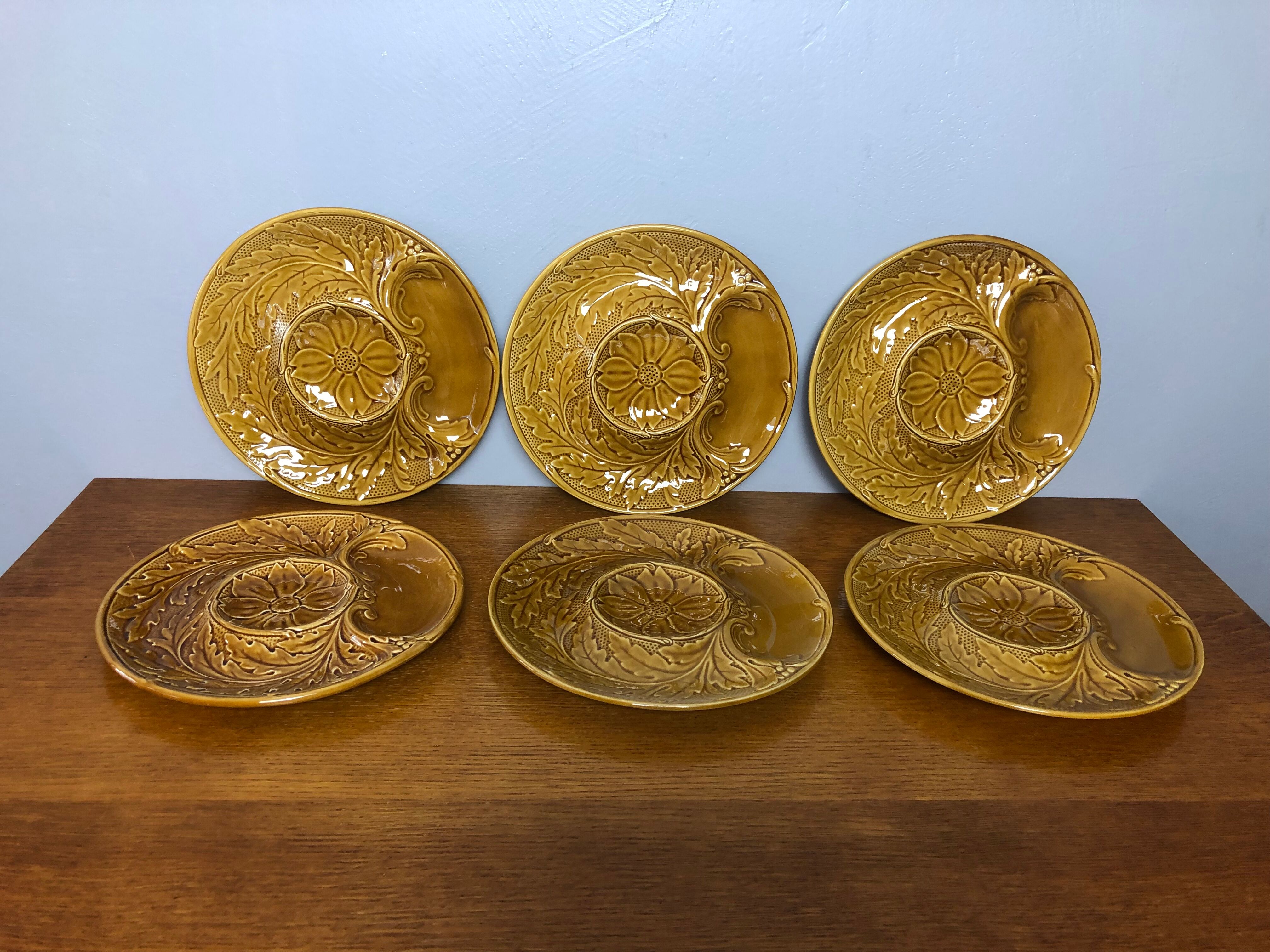 6 artichoke plates in Gien earthenware