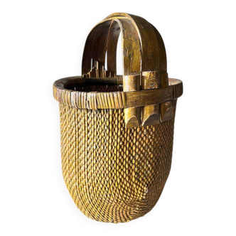 Old woven rice basket