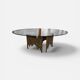 Brutalist handmade coffee table with glass top