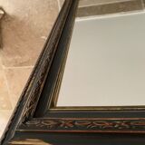 Miroir rectangle ancien lours bois sculpté peint patiné