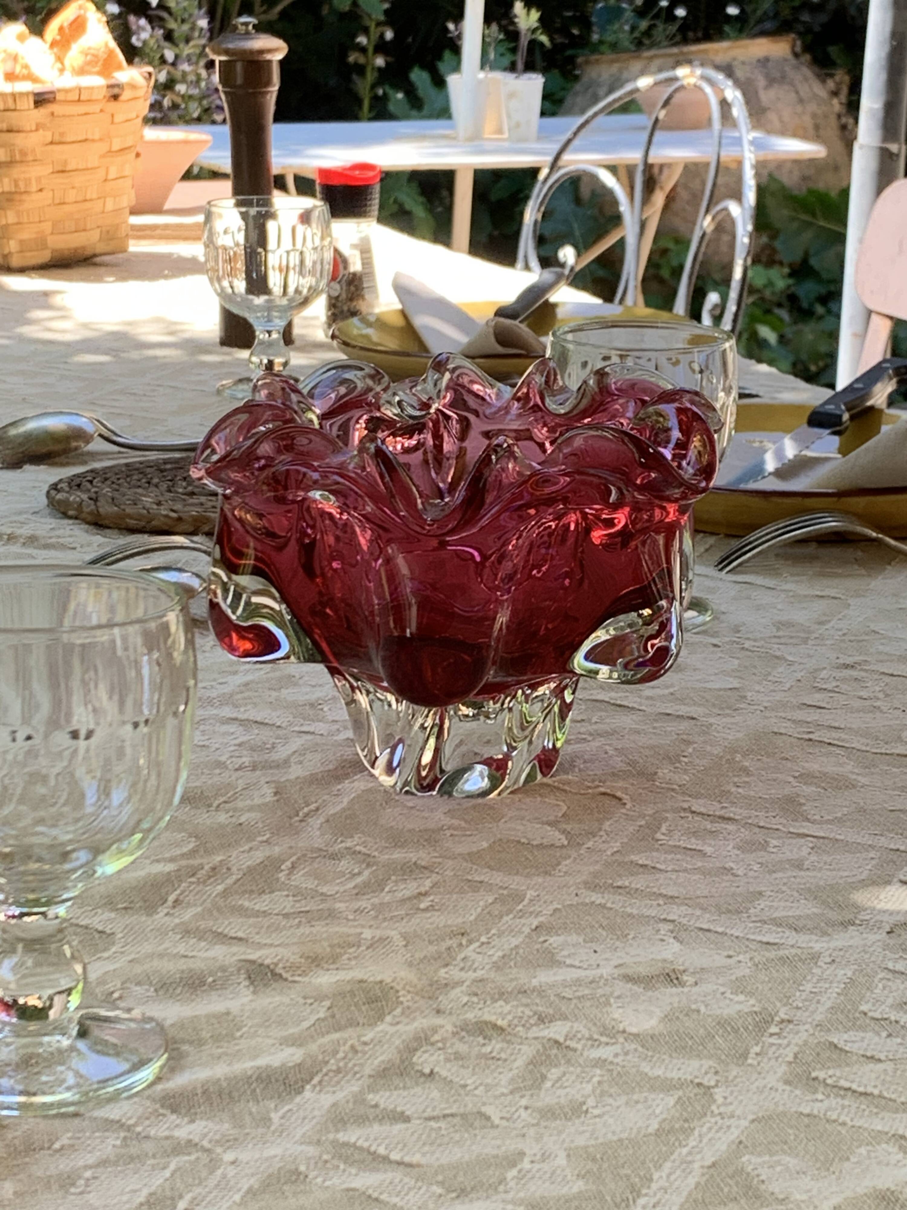 Bohemian crystal ashtray or pocket emptier from the 60s