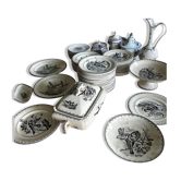 Clairefontaine tableware service, earthenware with bird decoration.