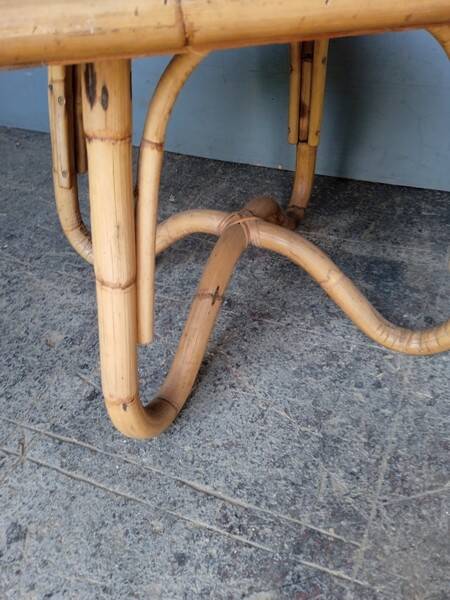 Vintage rattan and ceramic coffee table ep 1970