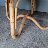 Vintage rattan and ceramic coffee table ep 1970