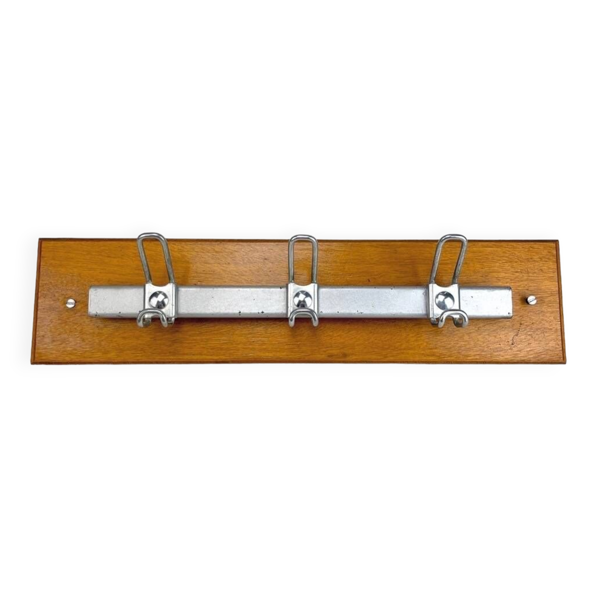 Vintage industrial wood and metal coat rack