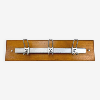 Vintage industrial wood and metal coat rack