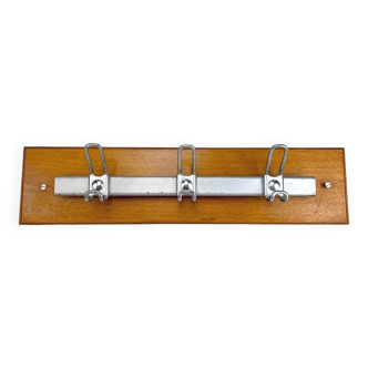 Vintage industrial wood and metal coat rack