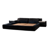 Cadre de lit en daim par Roche Bobois, années 1970