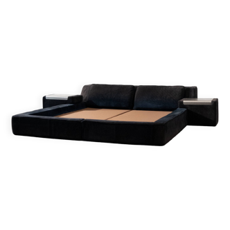 Cadre de lit en daim par Roche Bobois, années 1970