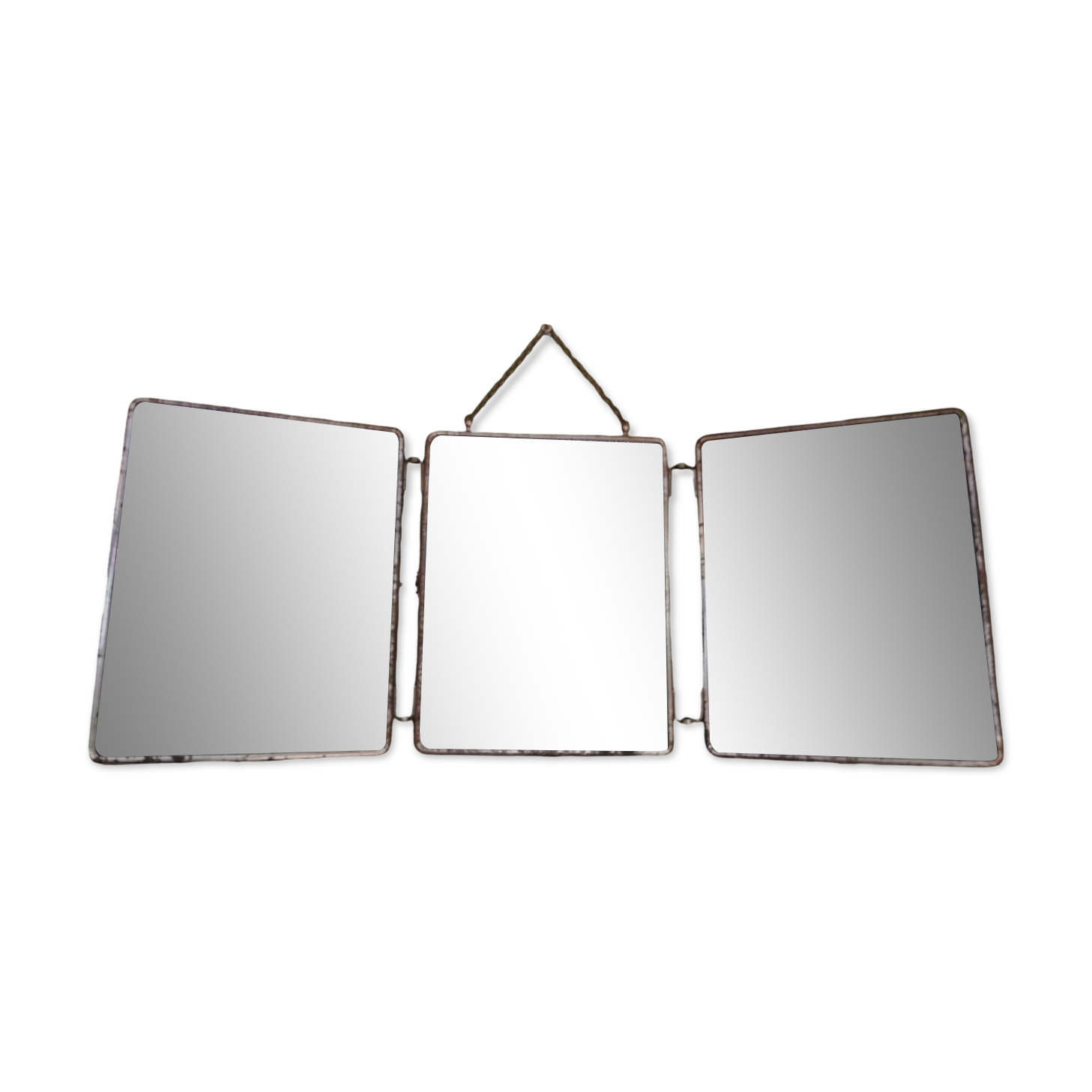 Antique triptych barber mirror