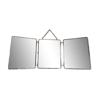 Antique triptych barber mirror